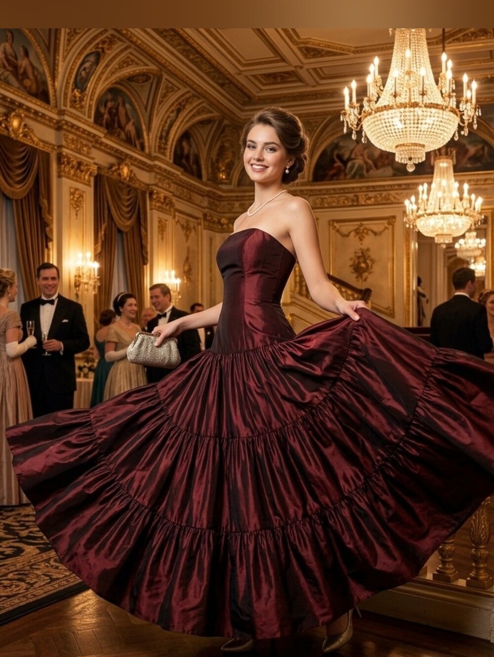 Burgundy Tiered Gown